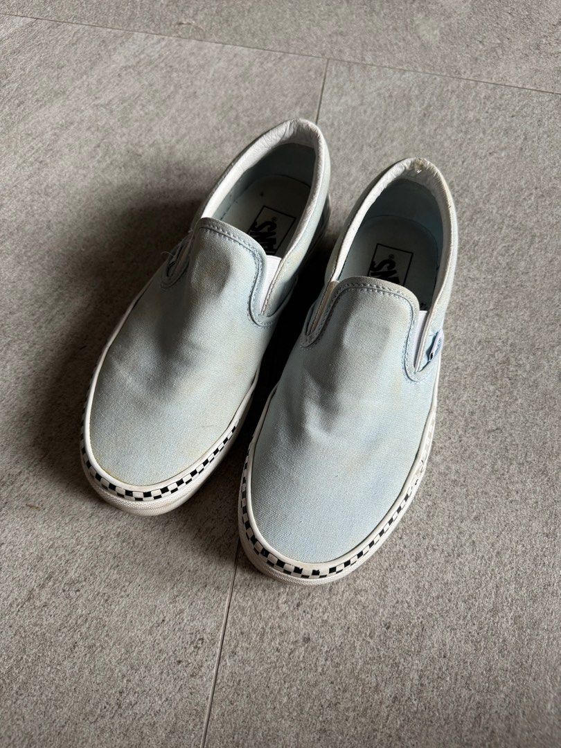 Light blue vans with checkered stripe online