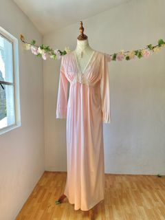 Vintage 80s Komar pretty pink coquette nightdress robe