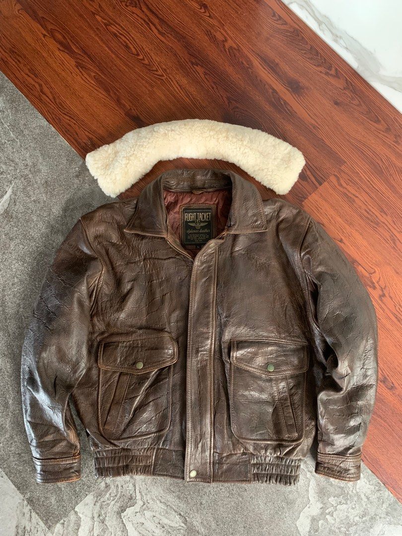 Aviator Jacket Bomber Jacket Old School Mens Shearling Sheepskin