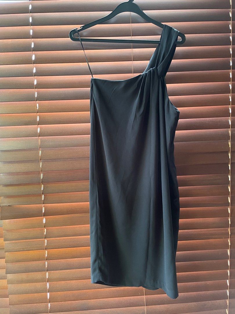 Zara Black One Shoulder Dress Shoulder Mini Dress Black Glitter One  Shoulder Dress Choker Black