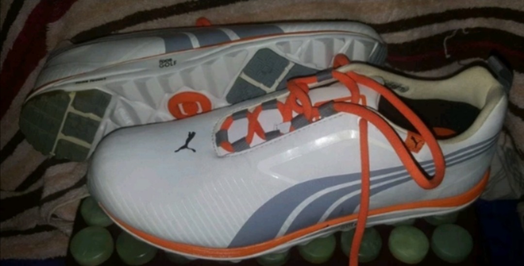 2014 Puma Faas Lite Mens Golf US Size 8.5 Shoes White Orange