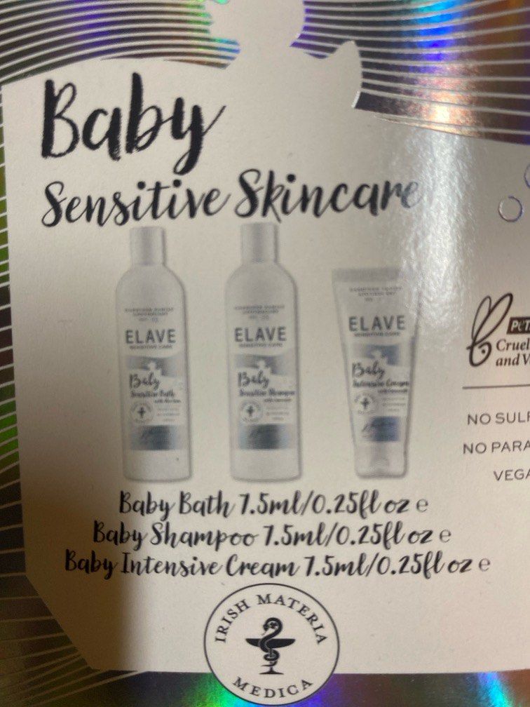 6包Elave baby sensitive skincare bath cream and shampoo BB防敏感