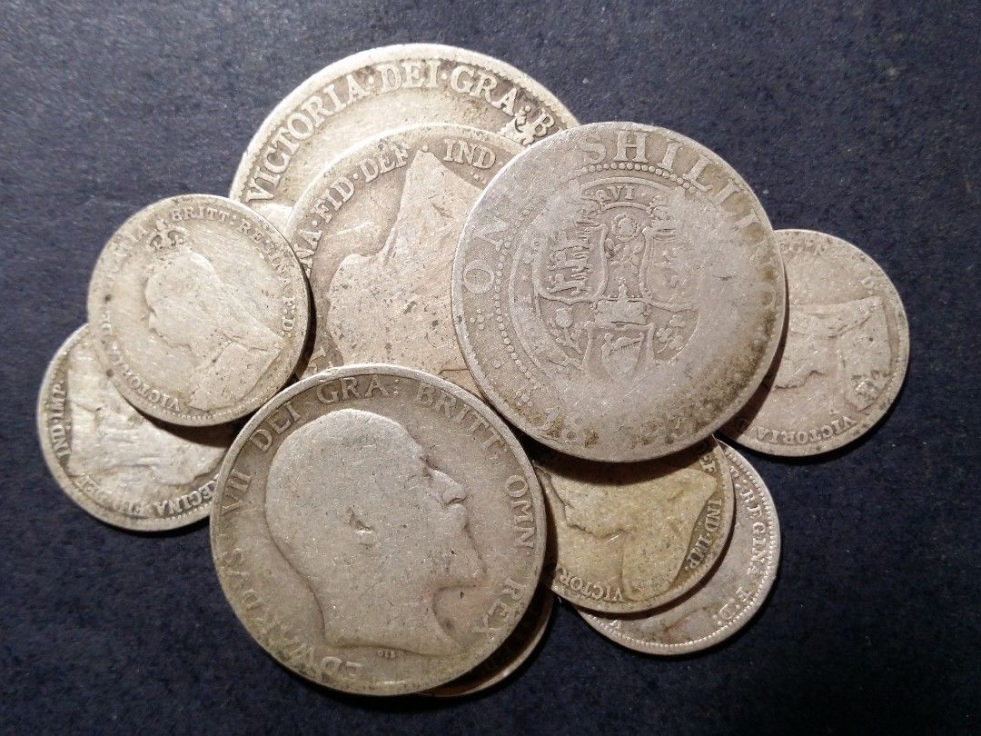 舊英國銀幣925 銀品相關係以銀料碎塊價出售E, 興趣及遊戲, 收藏品及紀念品, 錢幣- Carousell