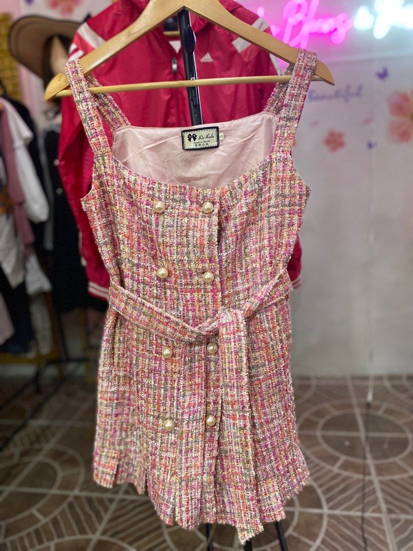 chanel pink tweed dress Resort 2016 Flared Tweed Dress