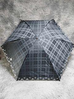 Aquascutum Black Foldable Checkered Umbrella