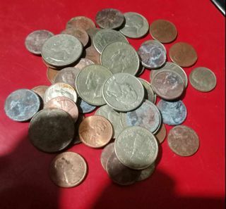 Assorted Philippine Old and Foreign Coins Tag piso Euro American Australian  Singapore Dollar
