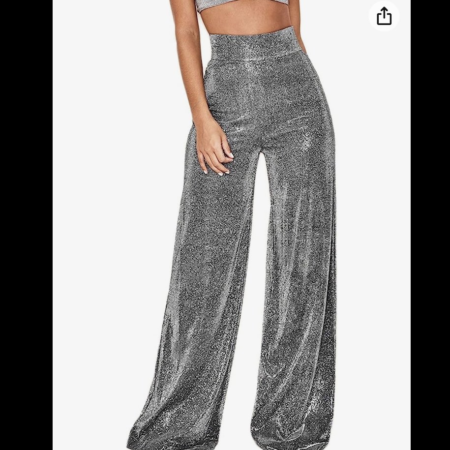 BN House of CB Margarita Silver Sparkly Wide Leg Pants, Women display picture 1