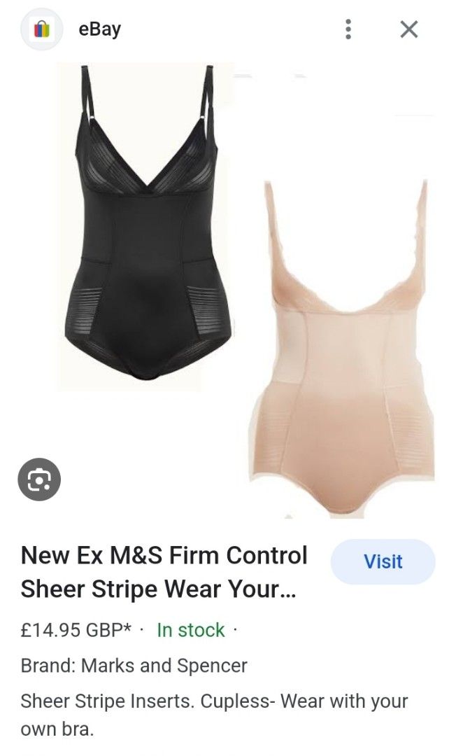 Ex M&S Body Define Firm Control Wear Your Own Bra Bodysuit Size 8
