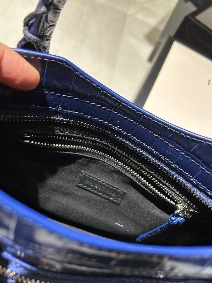 Brand New Balenciaga Mini City Edge Bag Croc Embossed Blue