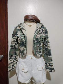 Camouflage Jacket /Trendy / Y2K / Streetwear / Hoodie Jacket / Semi Croptop Jacket / Camouflage