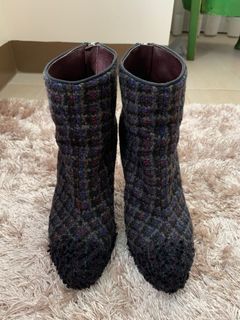 Chanel tweed boots
