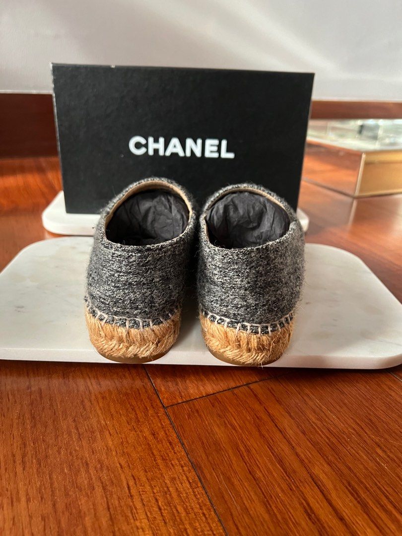 Chanel Tweed Velvet Espadrilles (Category: Sneakers & Footwear) located in Muntinlupa City. Submitted by bagstagram (Listing ID 1293855611, Image 3). Description: Chanel Tweed Velvet Espadrilles Size 37 EU Color: grey / black Complete inclusions: box and 2 shoe bags *All my items are authentic and from my personal collection .