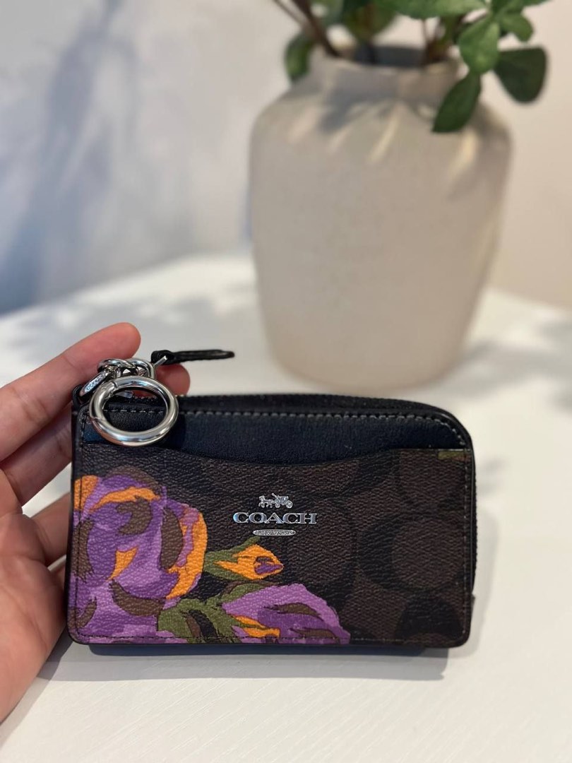 Coach Multifunction Card Case in Signature Brown/Iris Multi, Luxury ...