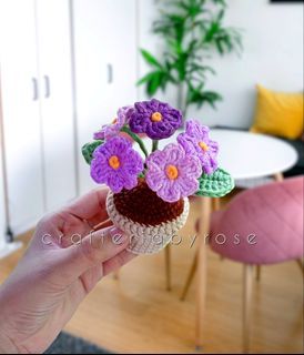 Crochet flower in a pot