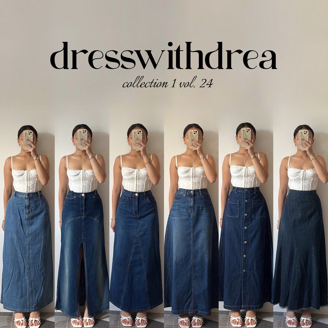 Denim long skirt tiered maxi skirt Women s Fashion Bottoms Skirts on Carousell