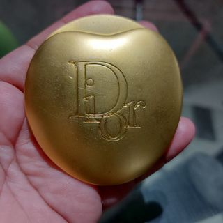Dior hinged gold color heart shaped compact mirror