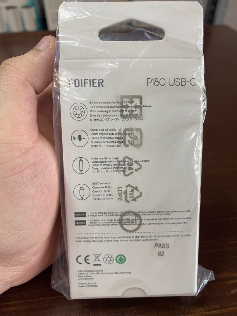 Edifier P180 USB-C Wired Earphones with Remote and Mic (Category: Earphones) located in Pasig City. Submitted by technofuseofficial (Listing ID 1293898938, Image 2). Description: Edifier P180 USB-C Wired Earphones with Remote and Mic Frequency Response 20Hz - 40KHz Output Sound Pressure Level 97 ± 3dBSPL(A) Connection Type C Cable Length 110cm ± 5cm 14mm driver unit provides punchy bass and rich mid-range Omni-directional and high-sensitivity mic