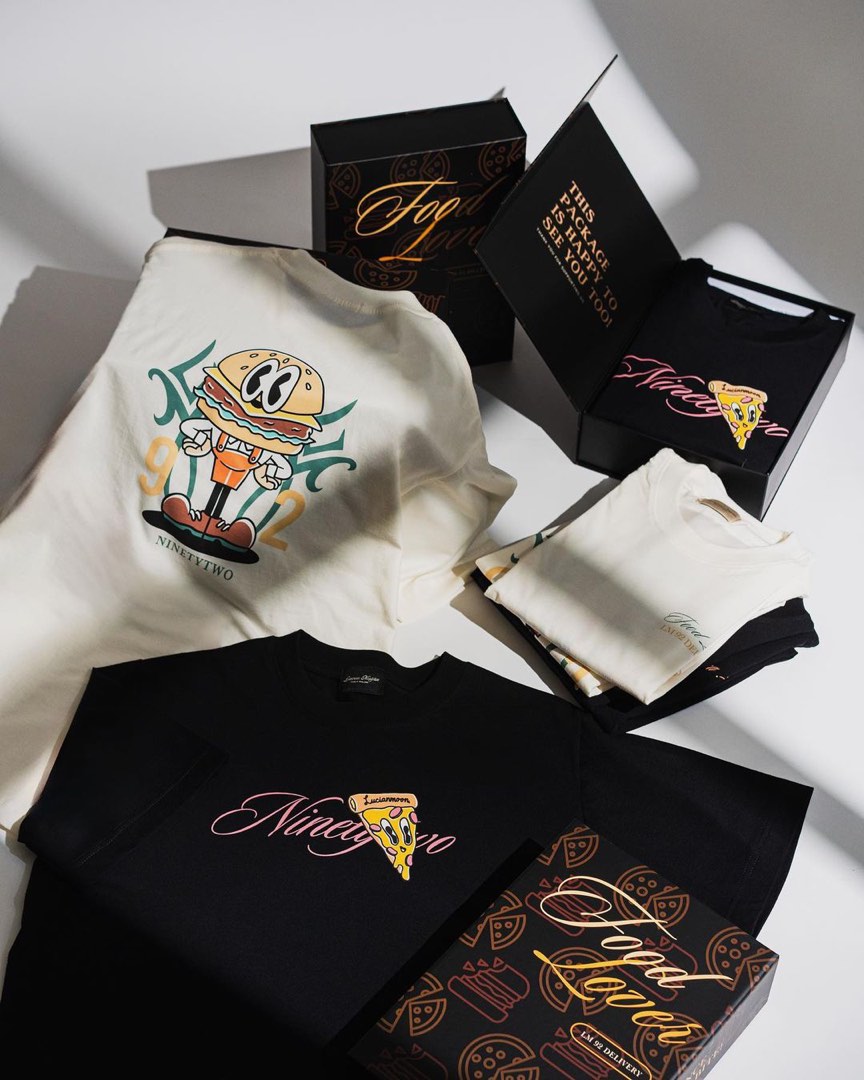 ファッション通販 安い 自家品牌NinetyTwo Freen x T-shirt Lover Food Lucianmoon 女性タレント