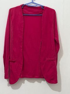 Fuchsia Pink Stylish Cardigan Blazer for Office Autumn