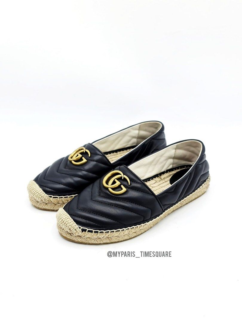 Leather espadrille with double g top