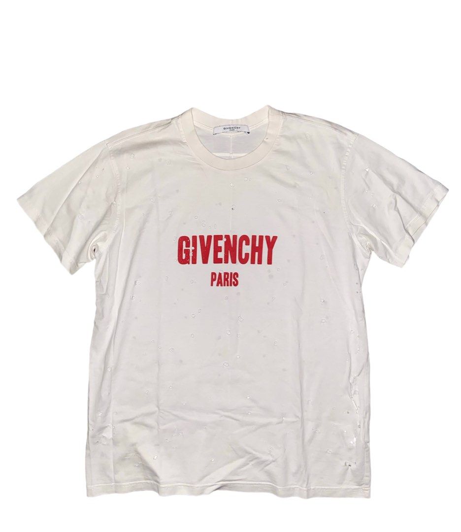Givenchy white t shirt holes hot sale