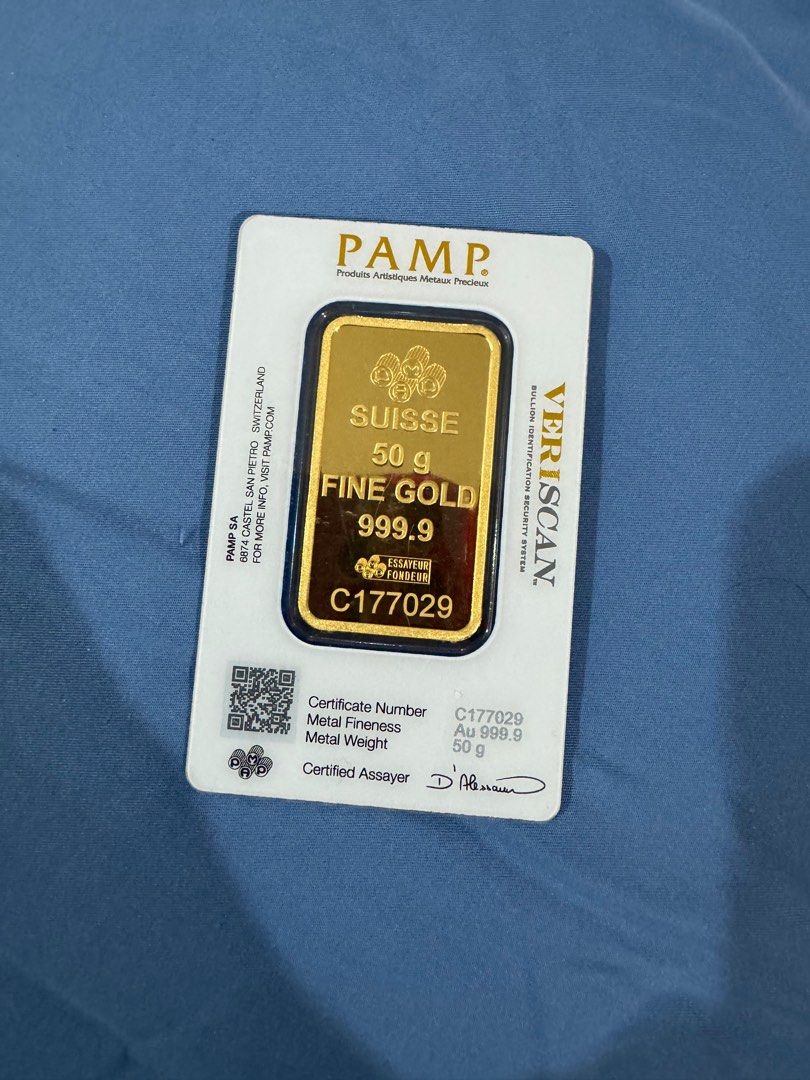 GOLD BAR PAMP (Category: Currency) located in Taguig. Submitted by aaustriaaa (Listing ID 1293747665, Image 2). Description: 50grams PAMP .