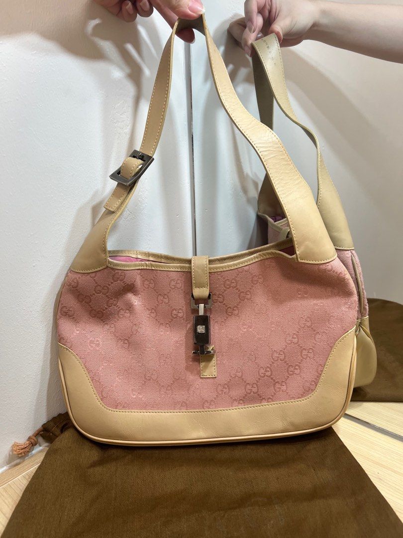 Gucci Jackie Pink Shoulder Bag (Category: Luxury Bags & Wallets) located in Quezon City. Submitted by sarisarisale (Listing ID 1293910963, Image 1). Description: Gucci Jackie Pink With original dustbag Clean inside and out Normal signs of use Issues: faded hardwares, stain at the bottom. All details are posted. Kindly zoom in. PM for more details..