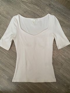 h&m white fitted top