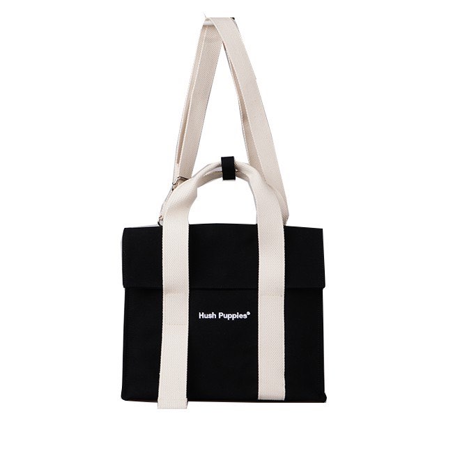 Hush puppies tas wanita canvas flap bag black