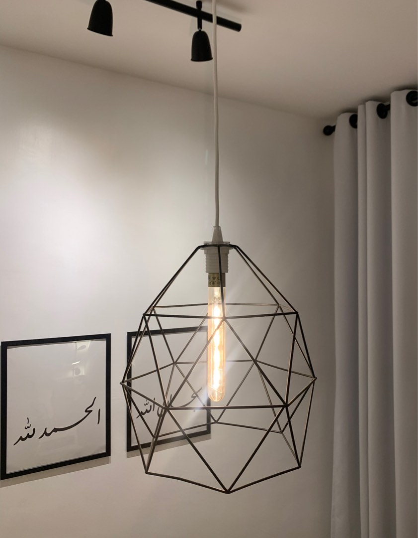 Ikea Brunsta 30cm Pendant Lamp Shade Black with bulb and CORD SET Furniture Home Living Lighting Fans Lighting on Carousell