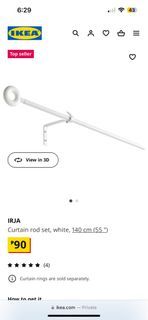 IKEA IRJA CURTAIN ROD SET white 140cm