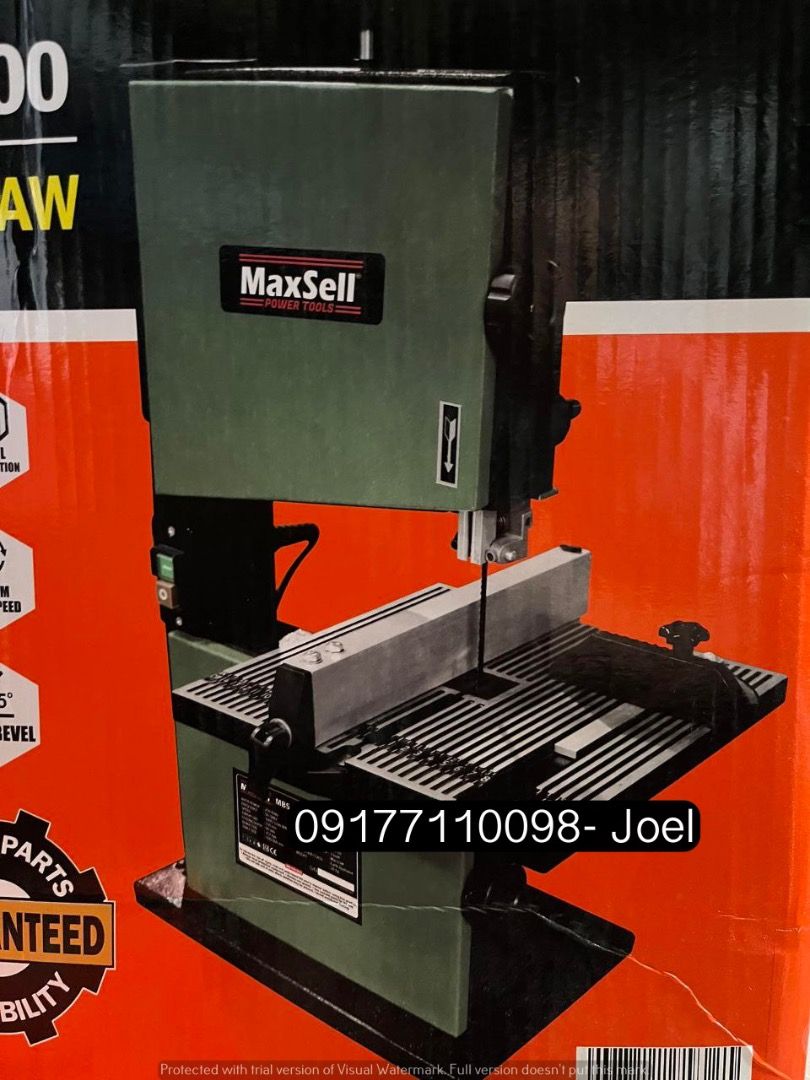 MAXSELL BENCHTOP BAND SAW (Category: Construction Tools & Equipment) located in Manila. Submitted by joeyroque09 (Listing ID 1293799878, Image 3). Description: MAXSELL BENCHTOP BAND SAW Specs: MBS-9,300 .