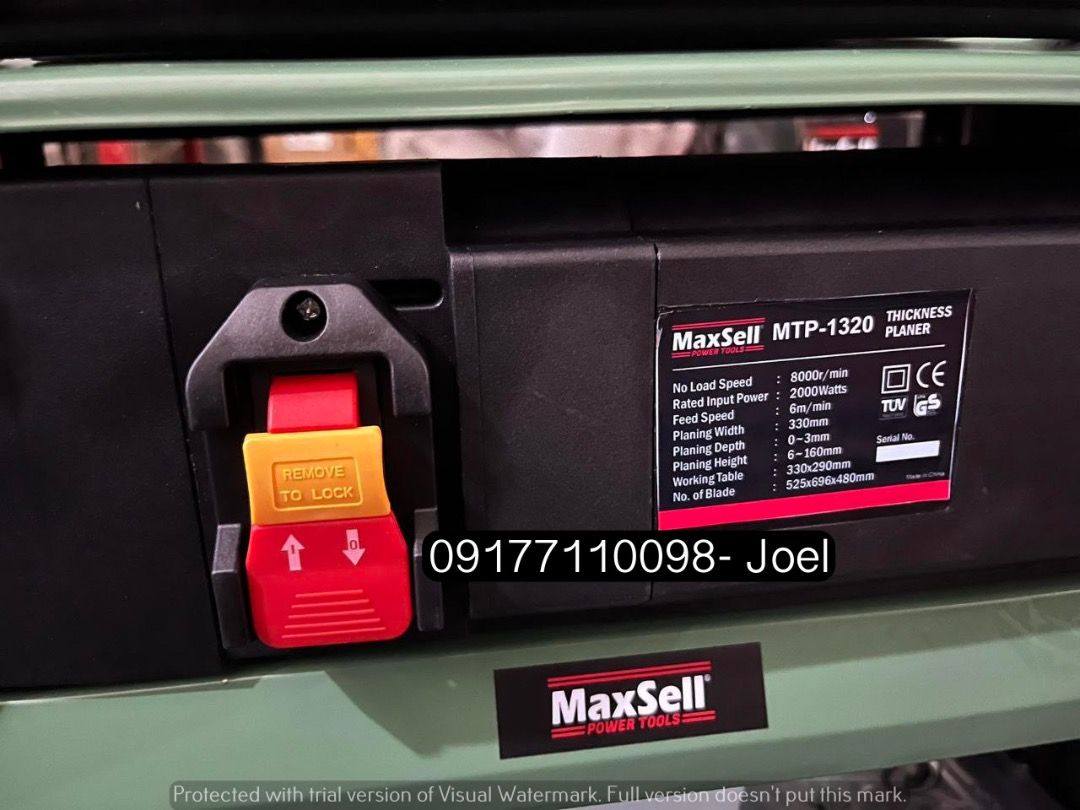 MAXSELL THICKNESS PLANER (Category: Construction Tools & Equipment) located in Manila. Submitted by joeyroque09 (Listing ID 1293799111, Image 2). Description: MAXSELL THICKNESS PLANER Specs: MTP-1320 (2000w) 13mm thickness planer .