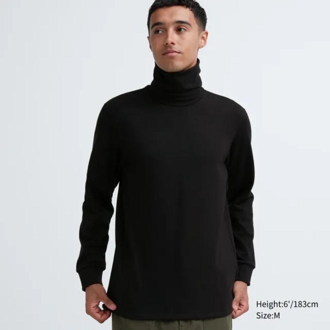 Sweater Thermique Homme Col Roulé - Manches Longues Stretch - Noir