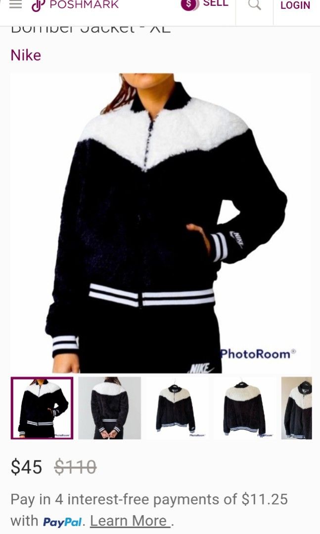 Women's nike sportswear sherpa wolf bomber jacket deals