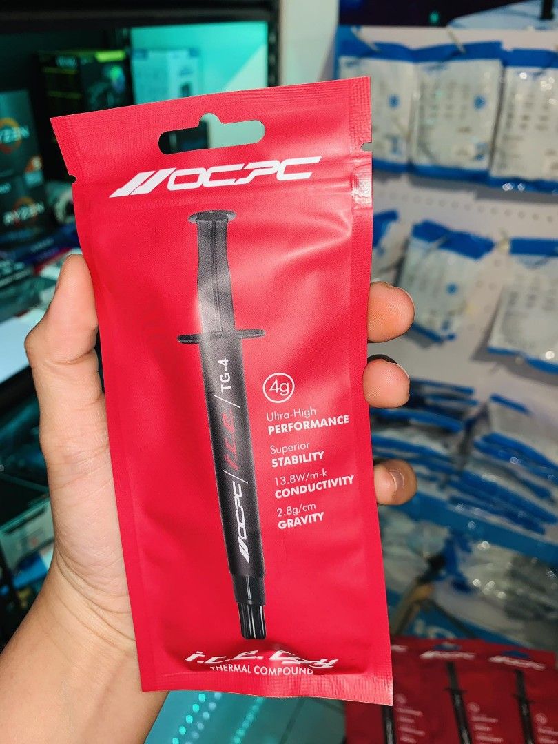 OCPC I.C.E TG-4 Thermal Compound Paste High Performance (Category: Computer Parts) located in Makati City. Submitted by techubstoreandaccessories (Listing ID 1293914215, Image 3). Description: OCPC I.C.E TG-4 Thermal Compound Paste High Performance Ready for Pick-Up / Same Day Delivery Via Lalamove‼️ DETAILS: ✅ Actual Picture Posted. ✅BRAND NEW, SEALED, & ORIGINAL. ✅7 Days Replacement for Factory Defects and 1year Limited Warranty. (Terms and con