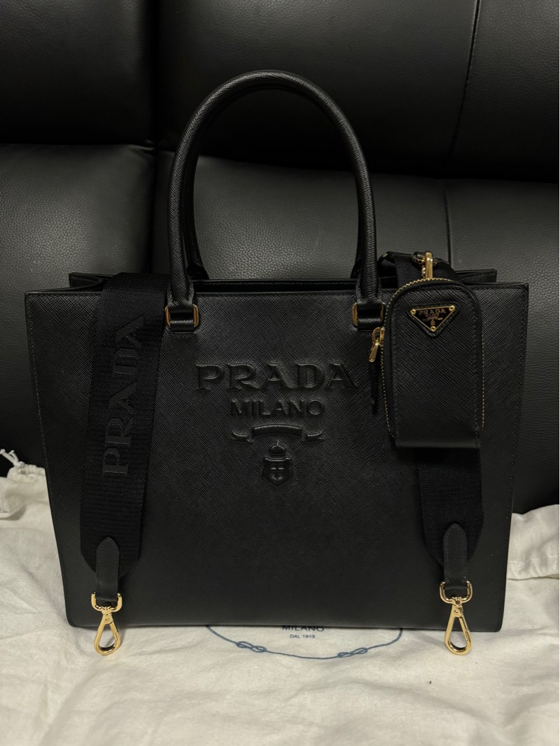 RDID chip PRADA BORSA A MANO IN PELLE SAFFIANO LUX NERO TU