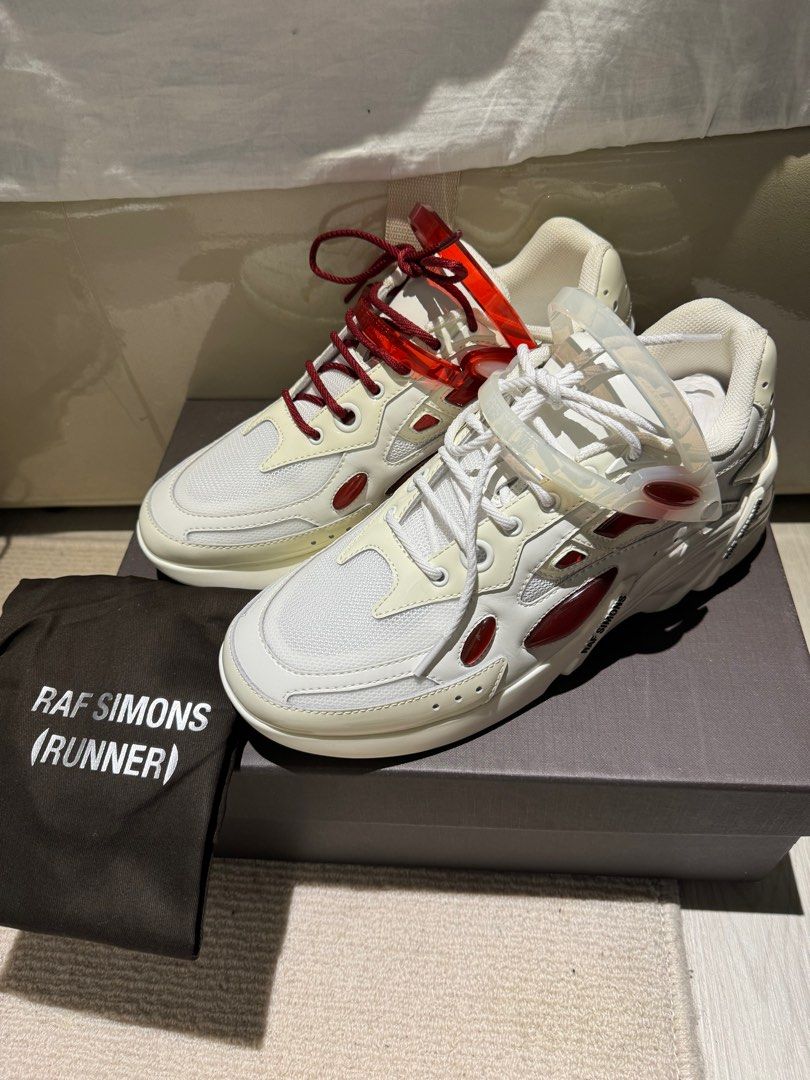 Raf Simons Cylon-22 White Orange Men 10 43 Leather High Tops
