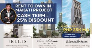 READY TO MOVE-IN CONDO (RENT TO OWN) IN MAKATI CITY FOR AS LOW AS 3.5% DP (SELECTED PROJECT)