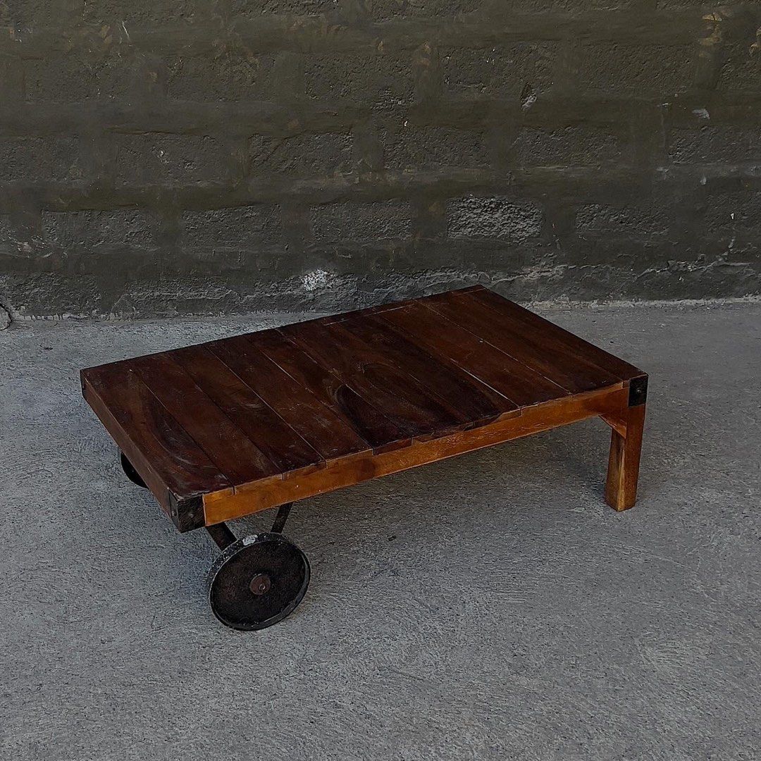 Rustic Coffee Table with Steel Wheels (Category: Tables & Sets) located in Bulacan. Submitted by rock_off.thriftshop.ph (Listing ID 1293888732, Image 3). Description: .