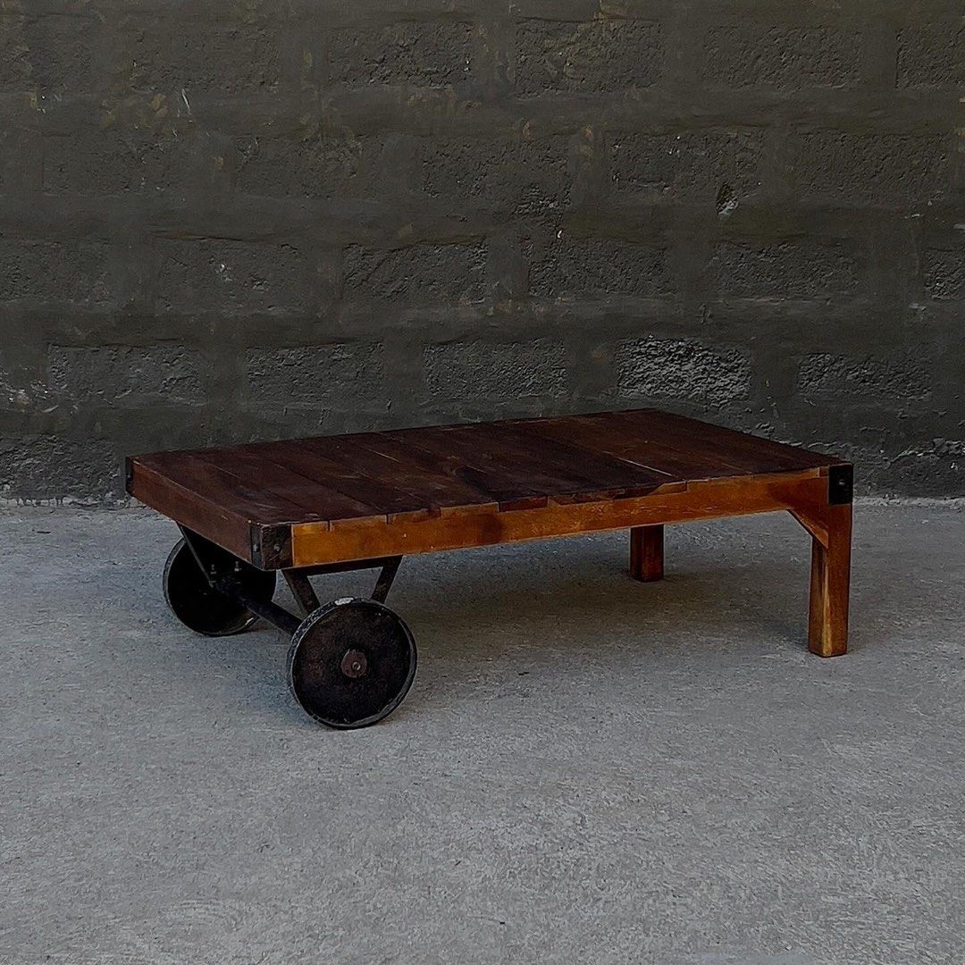 Rustic Coffee Table with Steel Wheels (Category: Tables & Sets) located in Bulacan. Submitted by rock_off.thriftshop.ph (Listing ID 1293888732, Image 1). Description: .