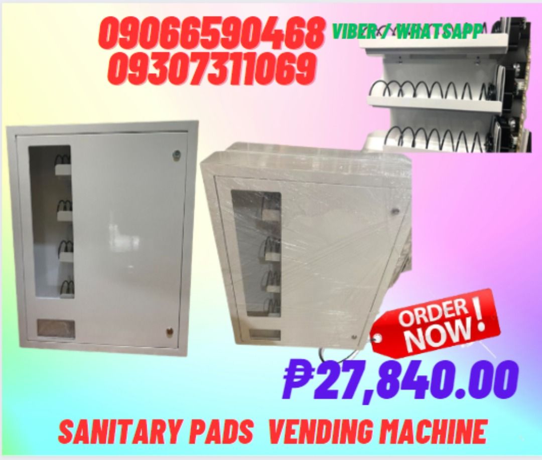sanitary pads vendo machine vending machine (Category: Refrigerators and Freezers) located in Caloocan City. Submitted by ultimateni42771 (Listing ID 1293791007, Image 1). Description: Price: 23,000 1. Machine size:52*67*12.5cm (W*H*D), N.W:16.5kg, G.W:17.5kgs 2. Selections:4types, column length 370mm 3. Capacity: 8-20pcs of each, total 32-80pcs 4. coin mech 1-2coins 5. Full mechanical vending machine ,4 columns are worked with 4coin mechs, only 