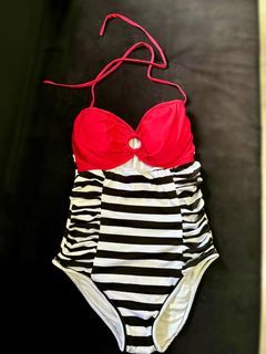 Striped Cut Out Swimsuit
