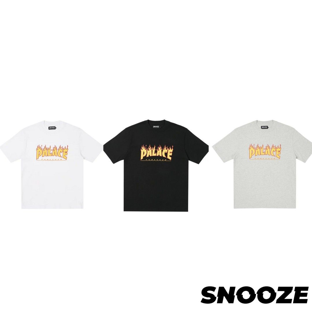 S XXL PALACE X THRASHER BLACK GREY WHITE TEE Women s Fashion Tops Shirts on Carousell