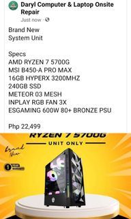 System Unit AMD RYZEN 5 5700G