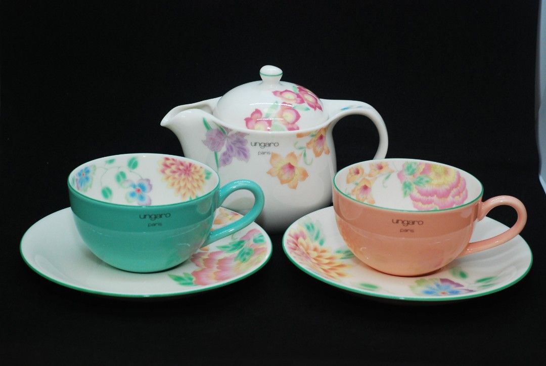Ungaro paris teacup set (Category: Coffee & Tea Tableware) located in Quezon City. Submitted by kaije2008 (Listing ID 1293759434, Image 1). Description: selling ungaro paris teacup set unused condition and with box sm north quezon city area.