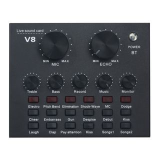 V8 Sound Card, Sound Effects Board with Audio Mixer for Streaming, with Voice Changer, Good Quality