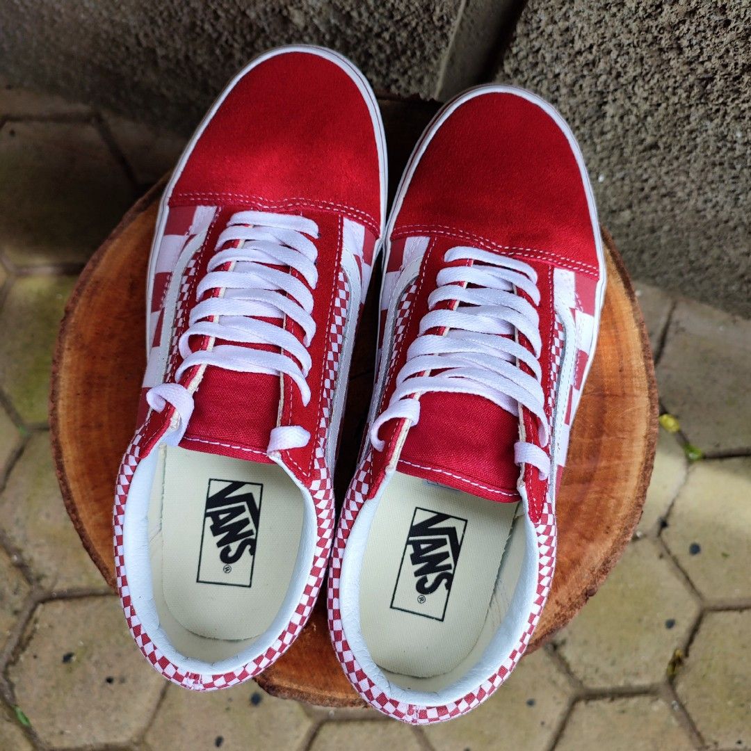 Mix checker old skool vans red online