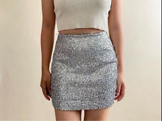 Vintage silver sequined mini skirt