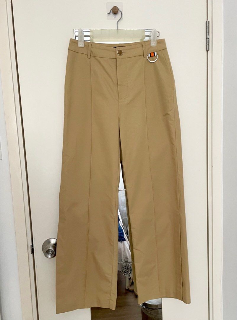 Vintage structured wideleg trousers with open cut flare Leggings Carousell
